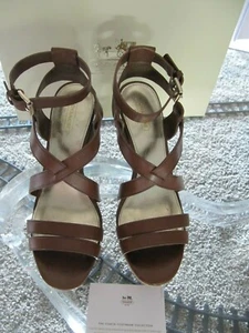 Coach Macey Strappy Wedge Size 8M Cowboy/BrownLeather Upper Original  Box - Picture 1 of 7