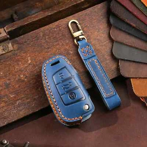 Leather Car Key Cover Case for Audi A1 A3 A6 A6L Q2 Q3 Q7 TTS R8 S6 RS3 Keyring - Foto 1 di 7