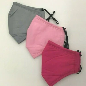 3 PIEZAS Mascarilla Tres Capas Algodón con Filtro Bolsillo Lavable Mujeres Niña Rosa - Imagen 1 de 8