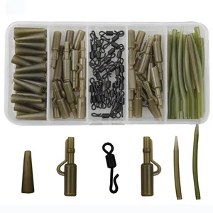 120pcs Carp Fishing Tackle Kit Safety Lead Clips Quick Swivel Anti-Tangle Sleeve - Picture 1 of 8