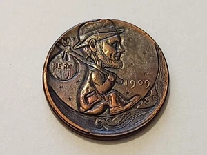 Hobo Nickel Style 1909 Lincoln Cent - Picture 1 of 2