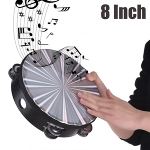 8 Inch Musical Tambourine Tamborine Drum Round Percussion For Kids Party US B6F3 - Picture 1 of 8