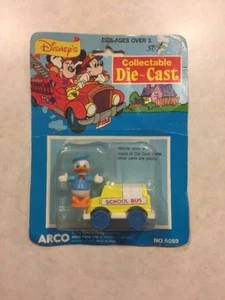 Disney Collectible Die Cast School Bus with Donald Duck Toy Arco Mattel - Picture 1 of 6