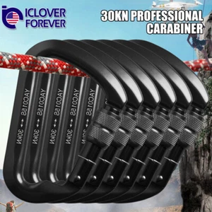 30KN Aluminum Rock Climbing Screwgate Locking Carabiner Large D Shape Clip Hook - Picture 1 of 8