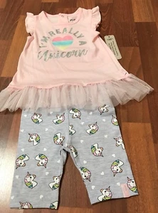 NWT Infant Girls 2 pc set Mini heroes Tutu Top +leggings -“Unicorn” -Sz 12 Month - Picture 1 of 6