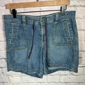 Vintage Old Navy Shorts Womens 6 Drawstring Light Wash Denim Jean Festival - Picture 1 of 6