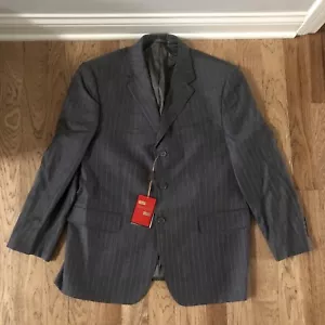 Mantoni Italy 100% Virgin Wool Gray Pinstripe Men's Suit Coat Size 42 NEW - Picture 1 of 21