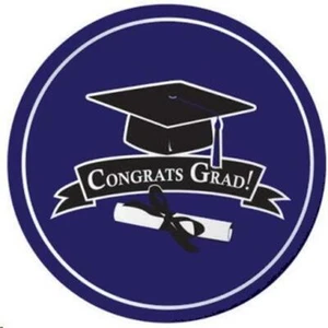 Graduation School Colors Purple 9 Inch Paper Plates 18 Per Pack Purple Grad - Picture 1 of 1