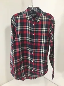 BOOHOO MAN MEN'S LONG SLEEVE PLAID CHECK SHIRT NAVY/RED SMALL NWT - Picture 1 of 7