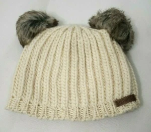 Knitwits Kids Ivory Knit Beanie Thick Wool Winter Cap Hat With Bear Ears NWOT - Picture 1 of 7