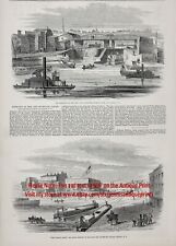 New York Albany Erie & Champlain Canal, 1850s Antique Engraving Prints & Article