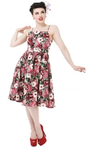 Lindy Bop Marlene Floral Pink Day Dress UK 10 - Picture 1 of 12
