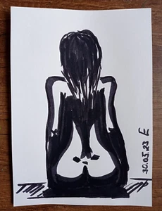 Original Zeichnung Erotik weiblicher Körper Grafik Kunst Skizze Marker Illustration 8х6 Zoll - Bild 1 von 13