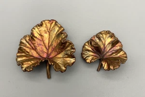 LOT (2) Brooch Pin Jewlery Real Maple Leaf Bronzed Nature's Creations - Picture 1 of 2
