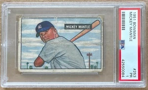 1951 BOWMAN NEW YORK YANKEES MICKEY MANTLE #253 PSA PR 1 ROOKIE CARD!! HOF