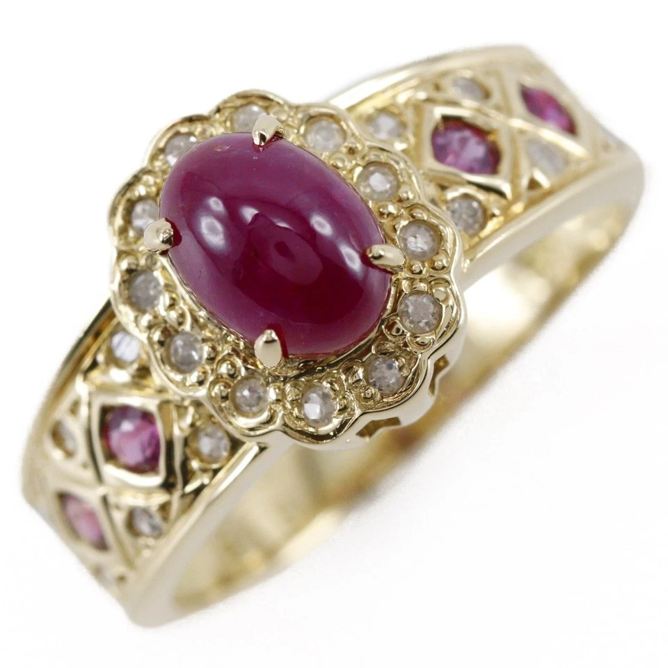 Ring K18 yellow gold/Ruby/diamond #5.8(US Size) 4.2g Women - Image 1 of 4