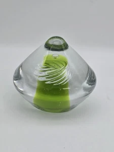 Vintage MCM Blenko Glass Air Twist Paperweight In Green Crystal 4" - Picture 1 of 5