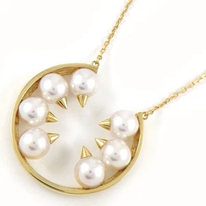 Collar TASAKI Peligro Círculo Espinas 7 Puntos Perlas Akoya Oro Amarillo 750 (18K) - Imagen 1 de 8