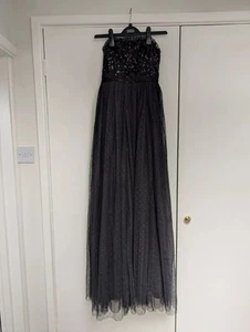 Brand New Needle & Thread Maxi Dress Black Siz 4UK Sequin Tulle Embellished Prom - Picture 1 of 11