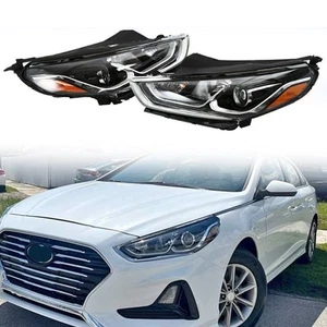 For 2018 2019 Hyundai Sonata Halogen Headlight Assembly w/ Bulb Left Right Pair - Picture 1 of 9