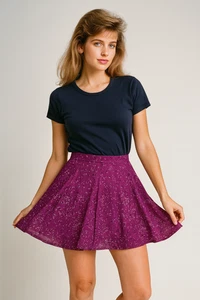 Vintage Esprit Size 10 Purple Cherry Blossom Skirt Knee Length Preppy Y2K - Picture 1 of 8
