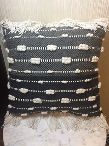 THRESHOLD Textured Wool Throw Pillow Black/Grey/White 17.5" x 16.5" (NEW) - Picture 1 of 2