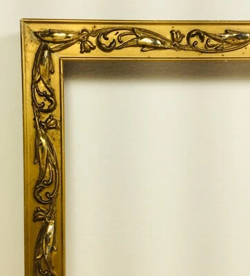 Marco antiguo Art Nouveau alrededor de 1900 8 × 12,5 flores de campana dorada de dos tonos Foto 1 de 4