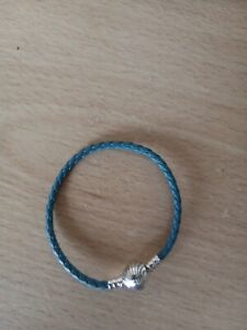 Genuine Pandora 925 ALE Blue leather bracelet 16cm Worn A Few Times No Box 