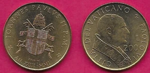 VATICAN CITY 200 LIRE 2001 UNC JOHN PAUL II,PAPAL ARMS WITHIN CIRCLE,BUST FACING - Picture 1 of 1