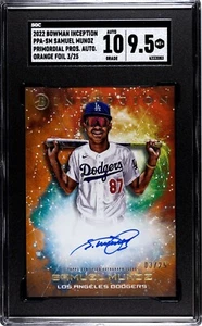 Samuel Munoz 2022 Bowman Inception Primordial Prospect Auto 03/25 SGC 9.5 Mint - Picture 1 of 2