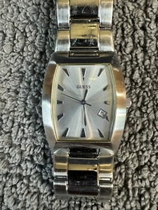 Guess Steel Watch G85675G silver tone date new battery - Picture 1 of 6