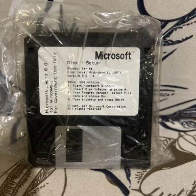 Microsoft Word For Windows Ver 6.0 Set Of 7 3.5” Floppy Disks - Government RARE - Image 1 of 4