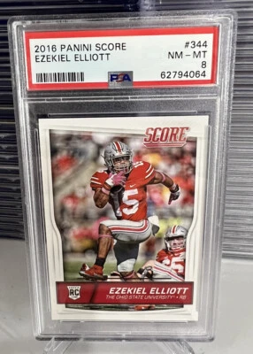 Ezekiel Elliott 2016 panini score rookie #344 psa 8 pop 8 buckeyes cowboys  - Image 1 of 4