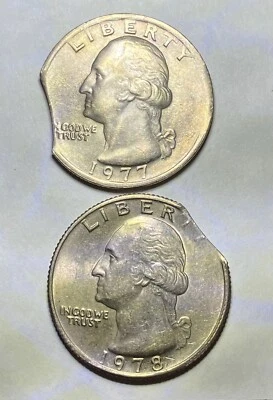 1977,1978 Washington Quarters with Clipped Planchet Error - Image 1 of 2