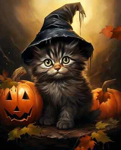 Kitty Witch Doctor Panel / Multi, 36in Panel Halloween - Bild 1 von 1
