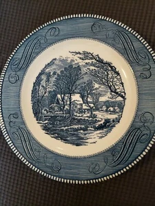 Lot of 2 VTG Royal China Blue CURRIER & IVES “Old Grist Mill” Dinner Plates 10" - Picture 1 of 4