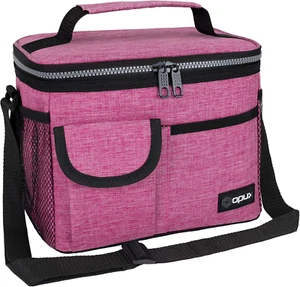 Insulated Lunch Bag for Men Women, Leakproof Heather Pink Lunch Box for Work, Po - Picture 1 of 8