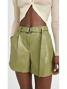 Rebecca Taylor Shorts aus veganem Leder mit Gürtel grün Größe 0 - Bild 1 von 6