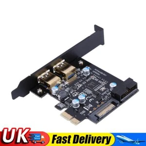 PCI-E to USB 3.0 2 Port PCI Express Expansion Card 19-Pin Power Connector UK - Afbeelding 1 van 3