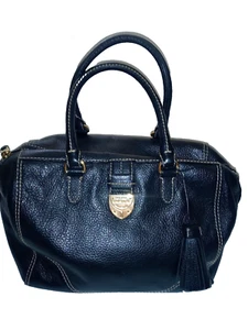 Lauren Ralph Lauren Satchel Barrel Dr's Bag Black Leather Double Top Handles - Picture 1 of 15