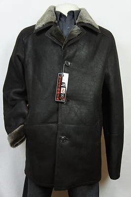 Brown 100% Sheepskin Shearling Leather Sheepskin Men Coat Jacket Trench S-8XL - Image 1 of 4