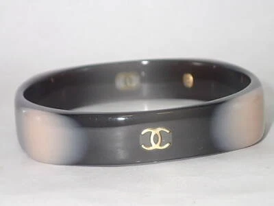 CHANEL Bangle Bracelet 01A Clear Black x Beige Logo Size 20cm Width 1.3cm - Image 1 of 4