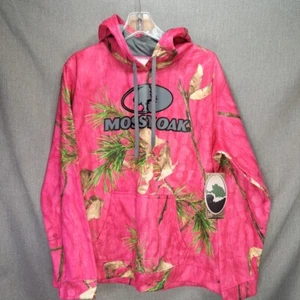 Mossy Oak Women's XLarge Hoodie Sweatshirt Pink Pine Tree Polyester Pullover NWT - Picture 1 of 4