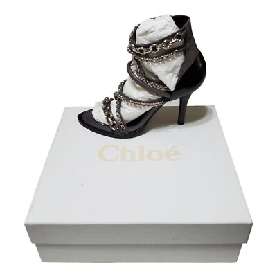 NUEVO EN CAJA Sandalias Chloe Victoria Cuero Eslabón de Cadena Gladiador Tacones Iguana Para Mujer 8.5 Foto 1 de 4