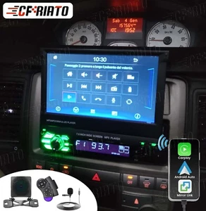 7" 1 DIN Car Radio Stereo Carplay Touch Screen Flip Out Player MP5 Bluetooth CAM - Picture 1 of 24