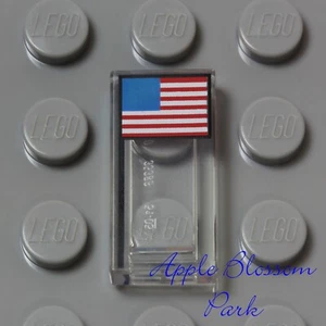 NEW Lego Red White Blue USA AMERICAN FLAG - 1x2 Clear Printed Tile 21309 92176 - Picture 1 of 3