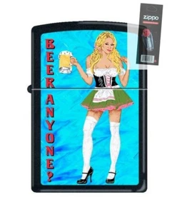 Zippo 218 Beer Anyone Woman Waitress Full Size Lighter + FLINT PACK - Picture 1 of 1