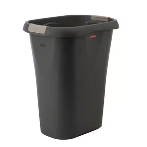 8 Gal. Black Rectangular Trash Can with Linerlock - Picture 1 of 12