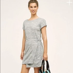 MAEVE Anthropologie Women's Wrap Dress Short Sleeve Gray Size Small PETITE - Picture 1 of 7