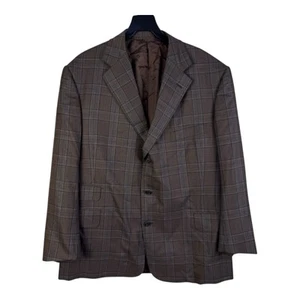 Leonard Logsdail Brown Plaid Wool Blazer Jacket 44 Regular Custom Made Luxury - Picture 1 of 15